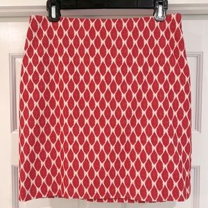 Ann Taylor Size 4, Lined A-Line Skirt, Red Palm Print